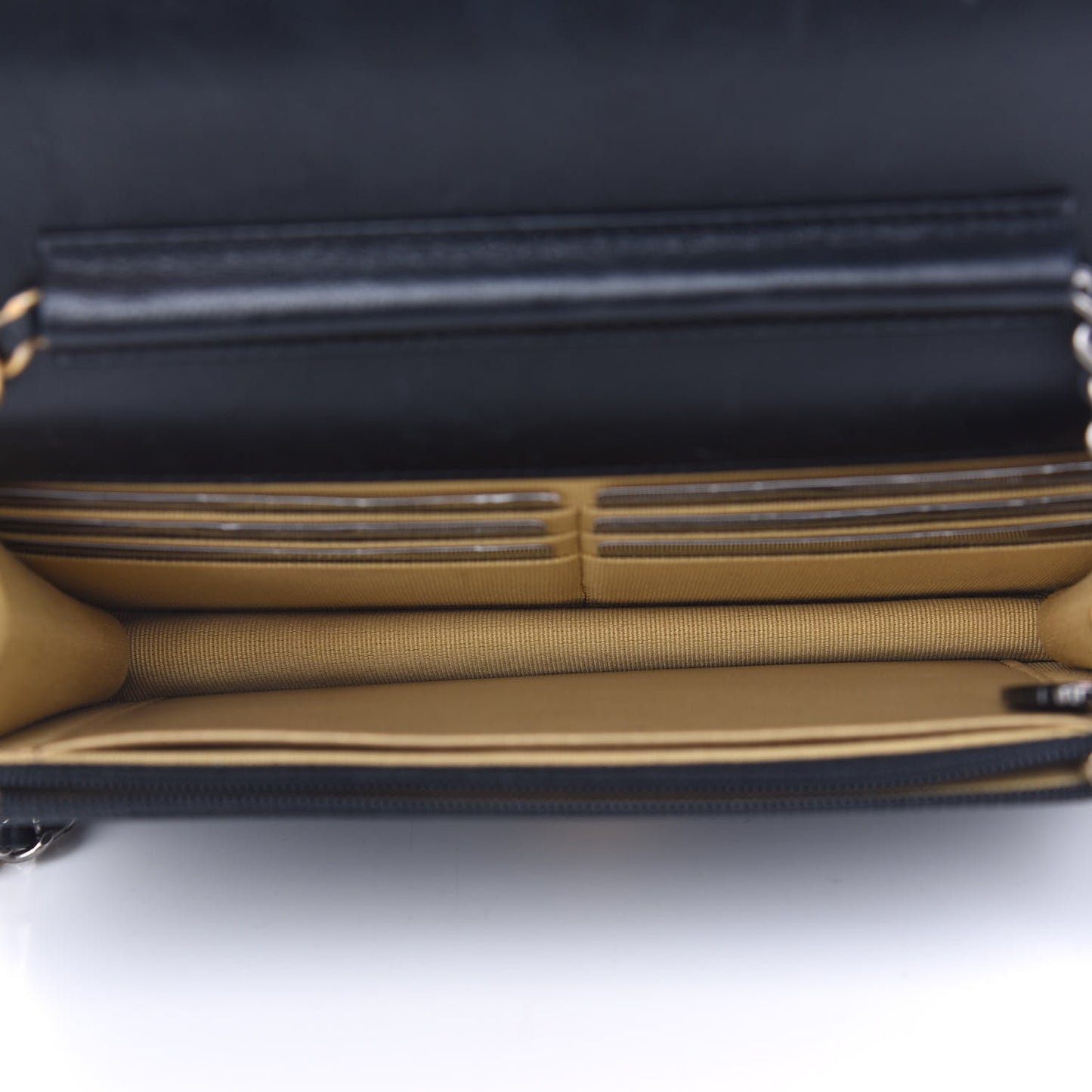Lambskin Quilted Coco Clips Wallet On Chain WOC Black