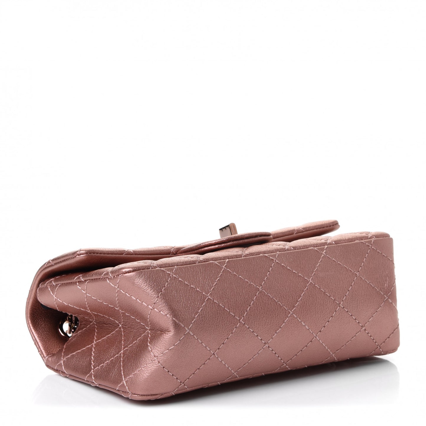 Metallic Grained Calfskin Quilted 2.55 Reissue Mini Flap Copper Pink