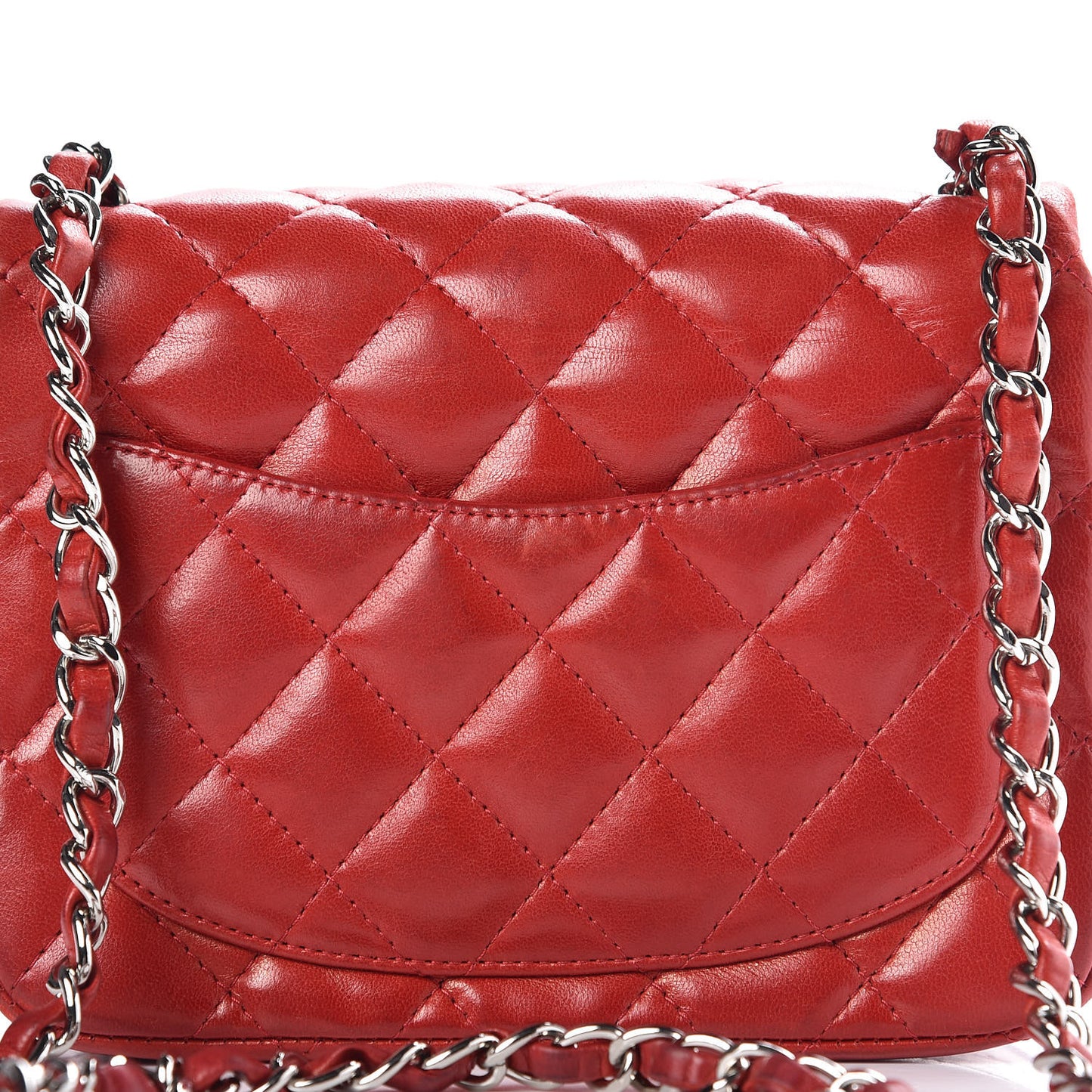 Lambskin Quilted Mini Square Flap Red
