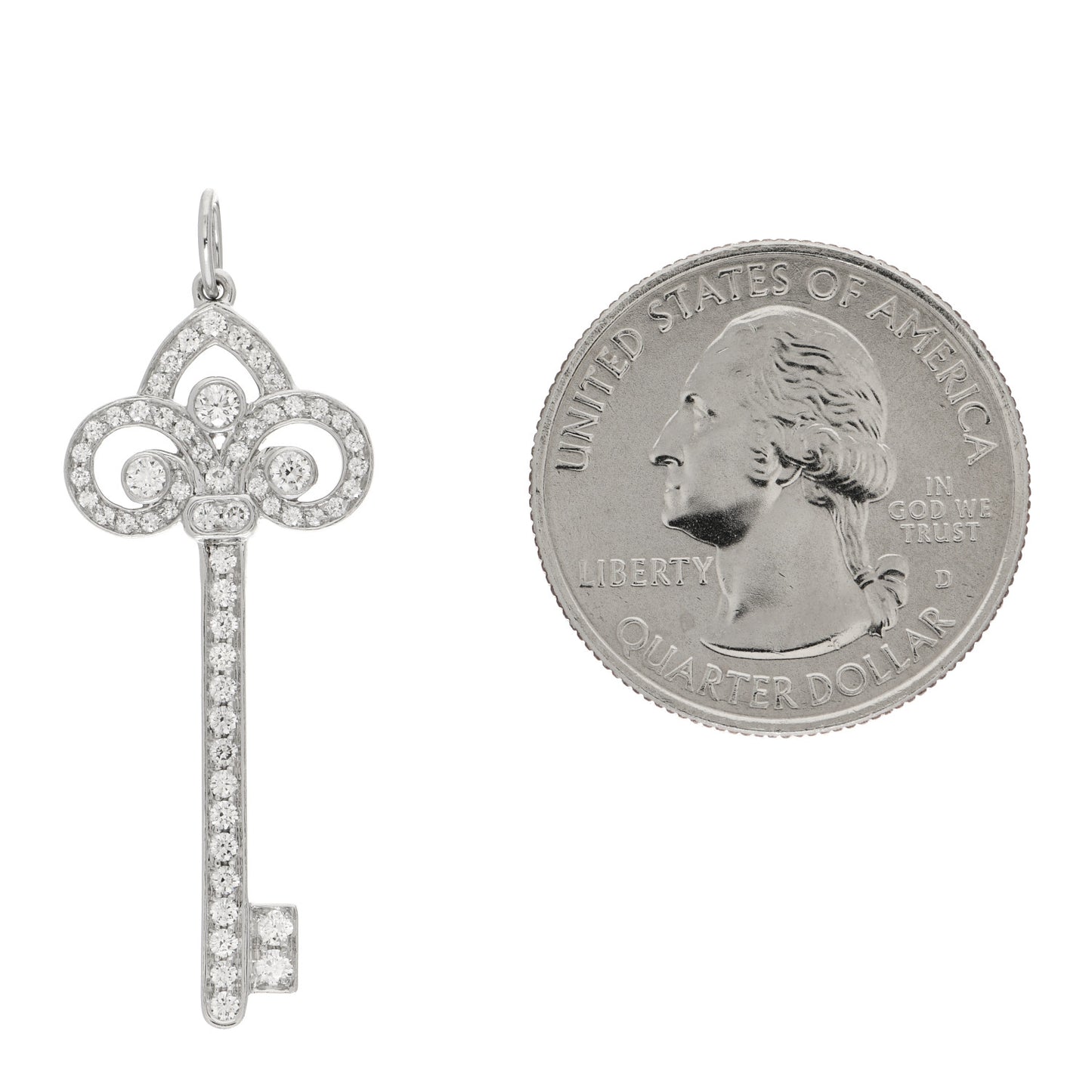 Platinum Diamond .41ct Fleur De Lis Key Pendant