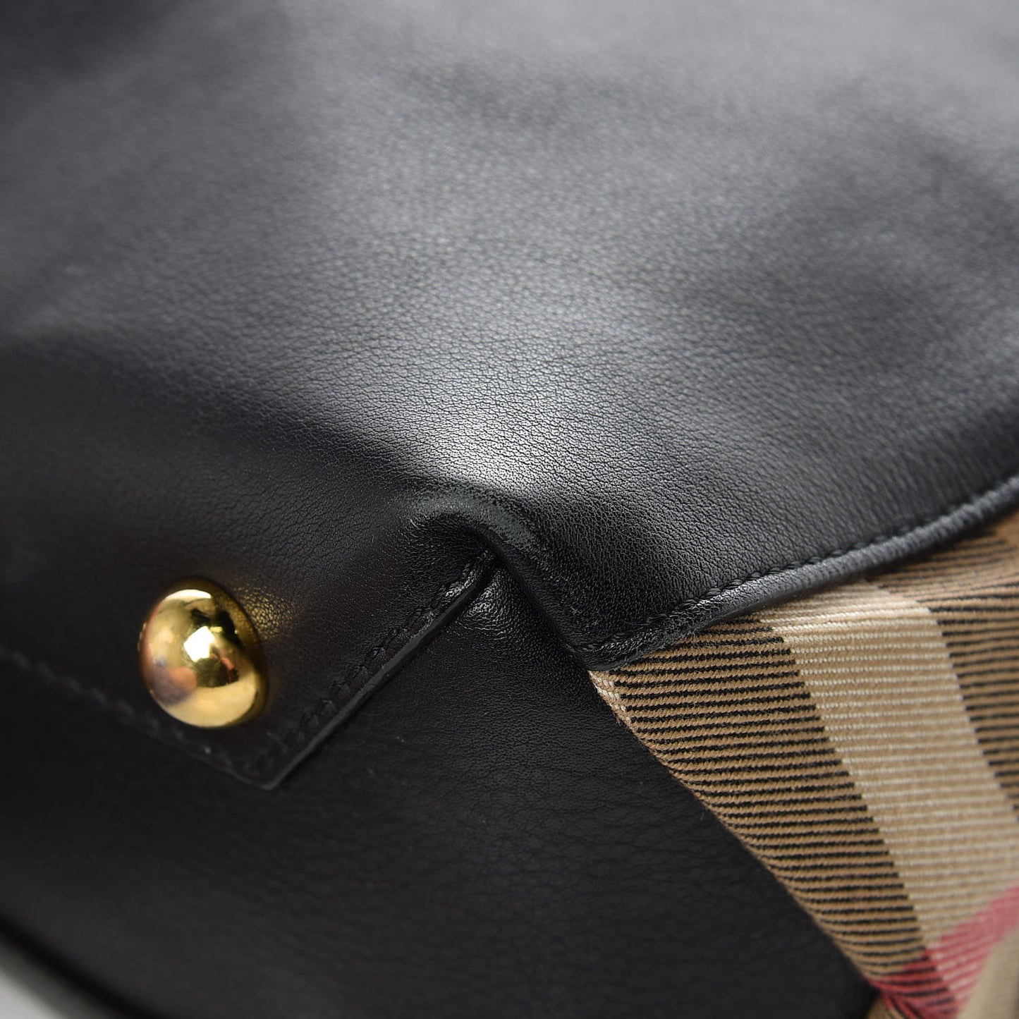 Smooth Calfskin House Check Baby Banner Tote Black