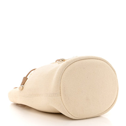 Chanel Canvas Pearl Deauville Drawstring Bucket Bag Ecru Beige 4 of 12