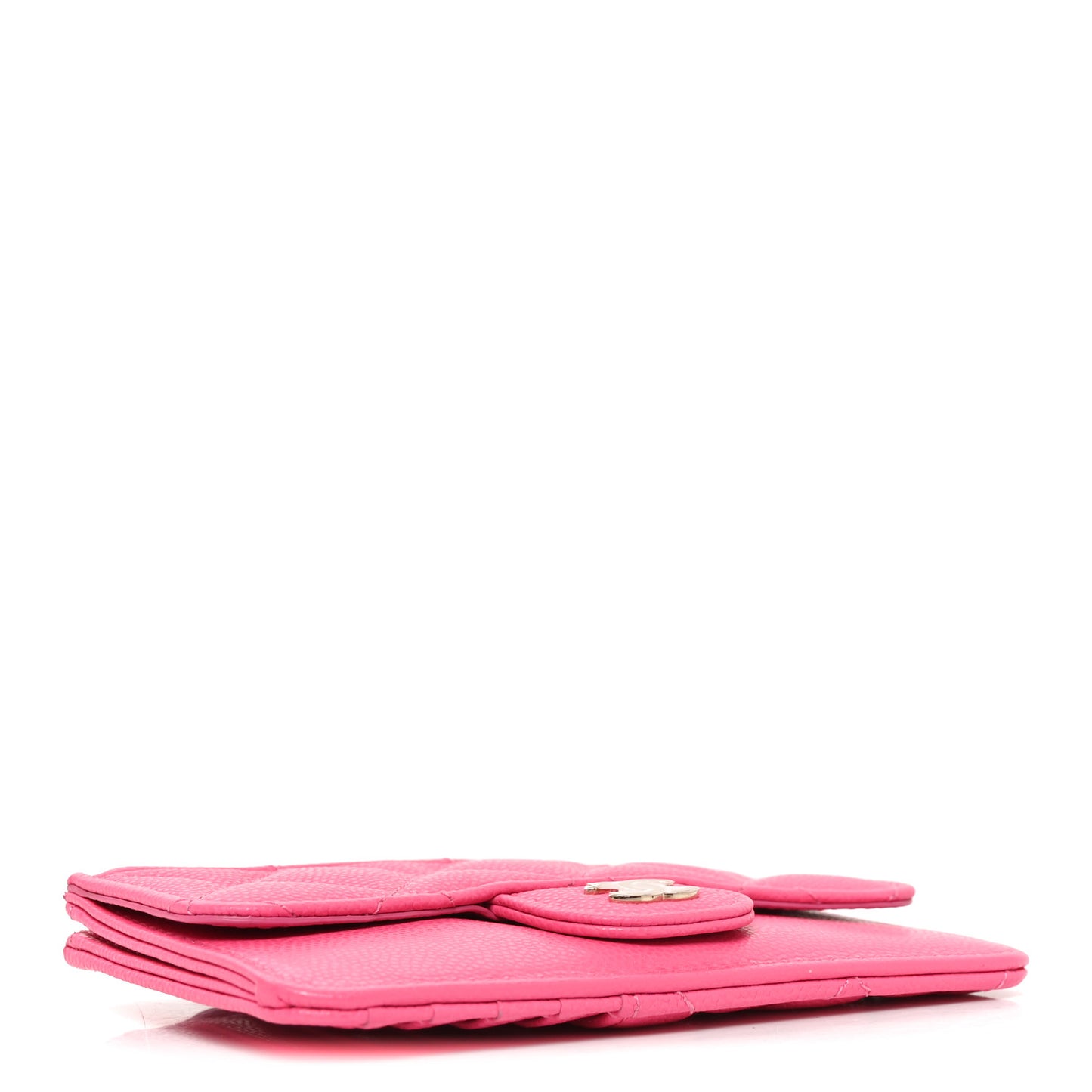 Caviar Quilted Flap Zip Card Holder Dark Pink