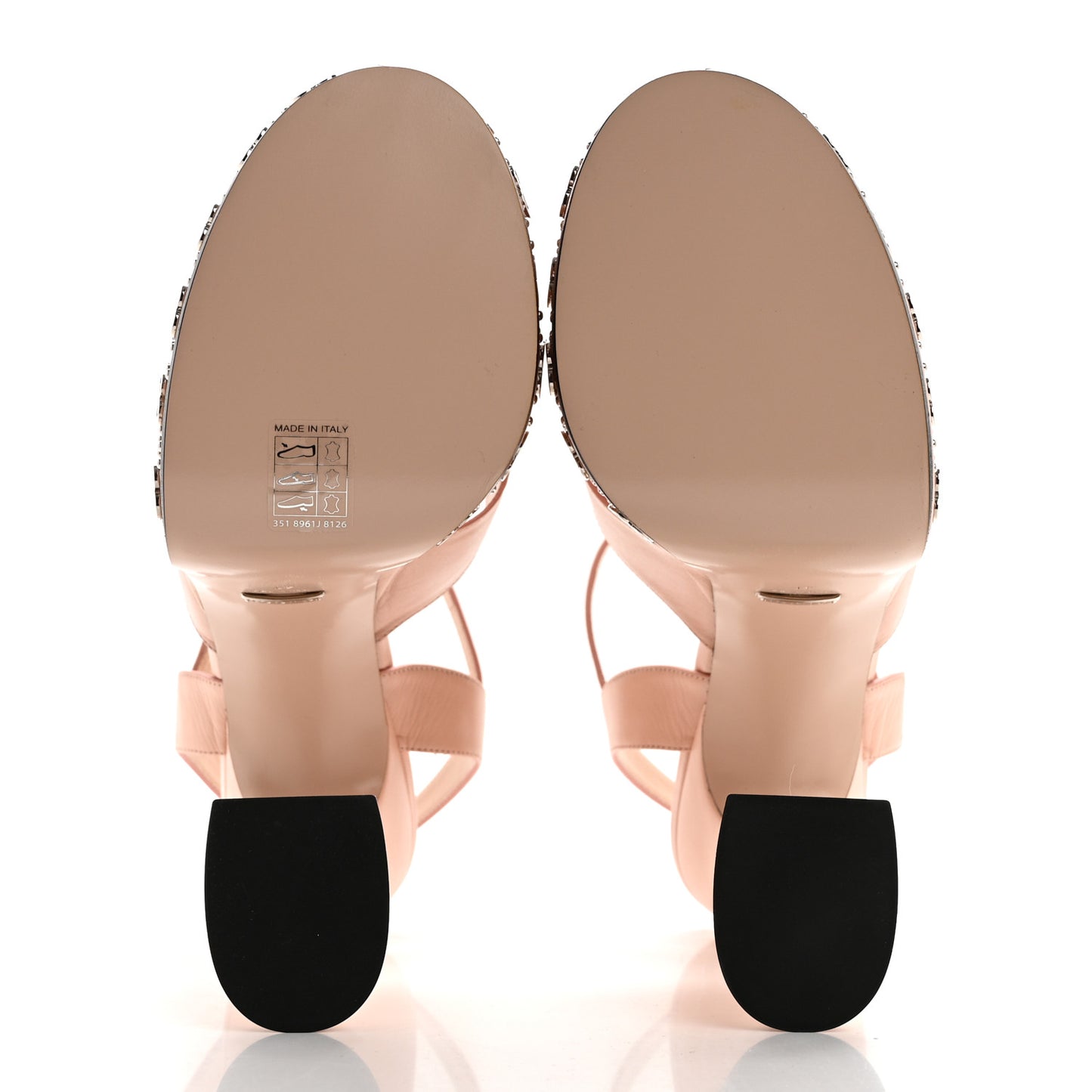 Malaga Kid Interlocking G Studs 155mm Platform Sandals 41 Perfect Pink