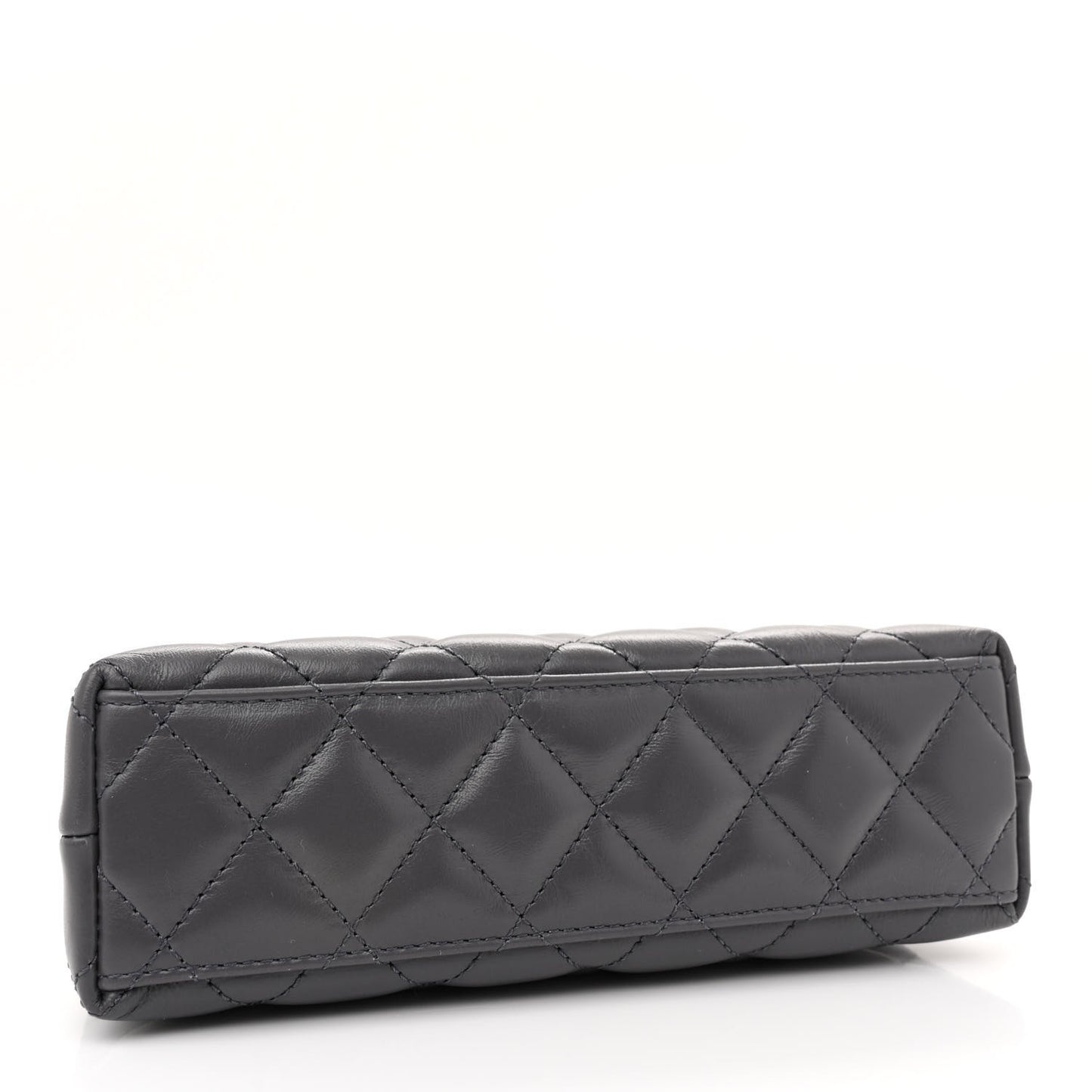 Shiny Aged Calfskin Quilted Nano Kelly Shopper Grey