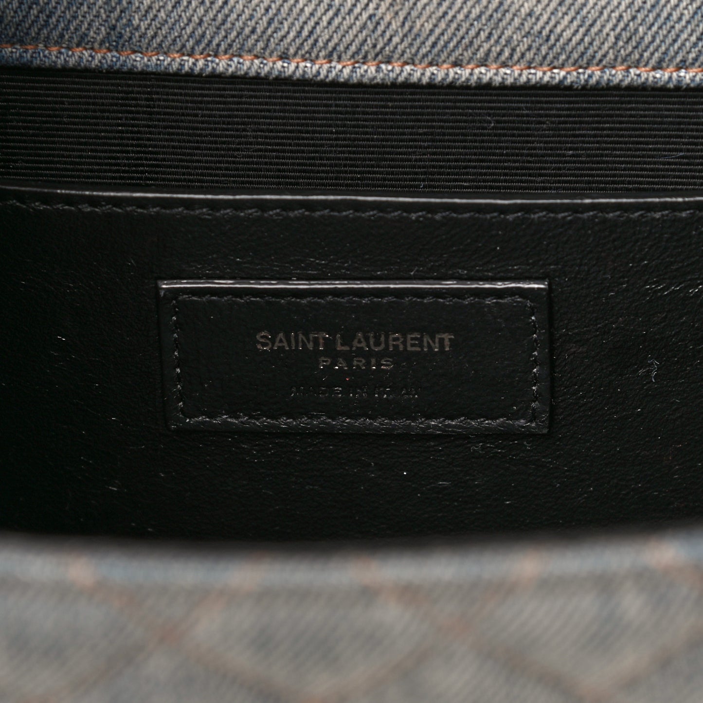 Denim Mixed Matelasse Triquilt Medium Monogram Envelope Satchel Blue