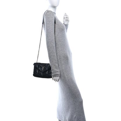 Saint Laurent Lambskin Quilted Toy Loulou Puffer Monogram Chain Satchel Black 2 of 11