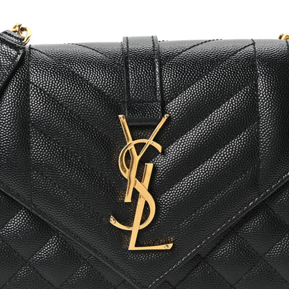 Saint Laurent Grain De Poudre Textured Mixed Matelasse Triquilt Small Monogram Satchel Black 7 of 10