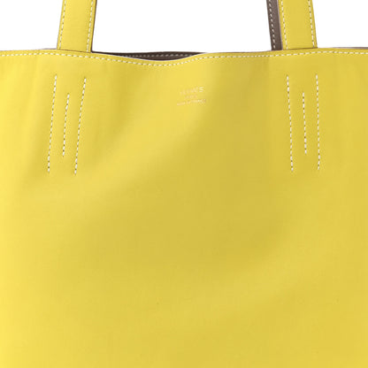 Hermes Veau Sikkim Swift Double Sens 28 Reversible Tote Lime Etoupe 12 of 19