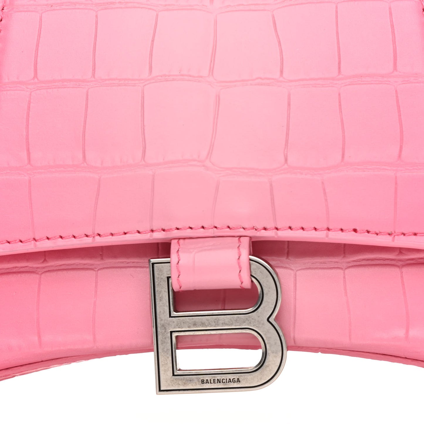 Calfskin Crocodile Embossed Degrade Small Hourglass Top Handle Bag Sweet Pink