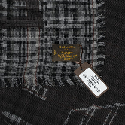 Louis Vuitton Mens Fleece Wool Silk Trunks Shawl Gris Rouge 5 of 5