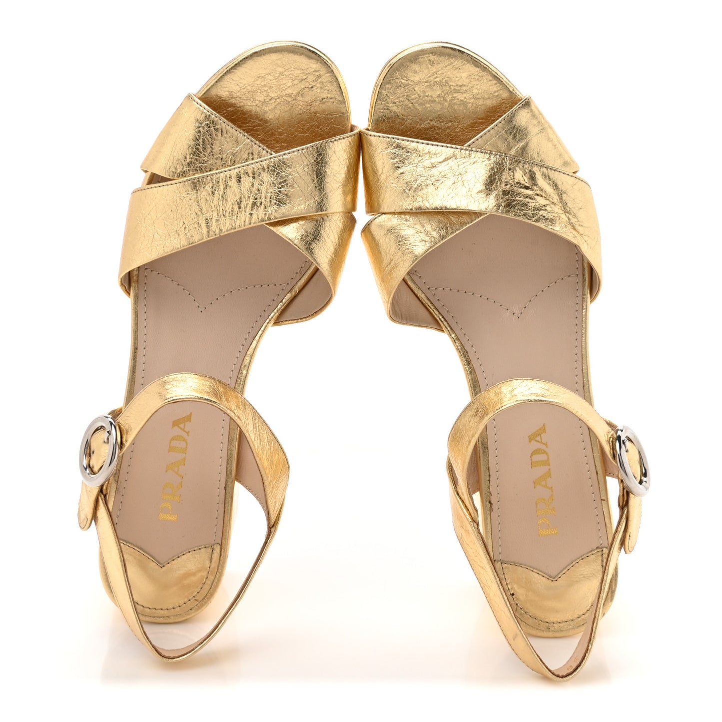 Metallic Calfskin Slingback Pumps 38 Gold
