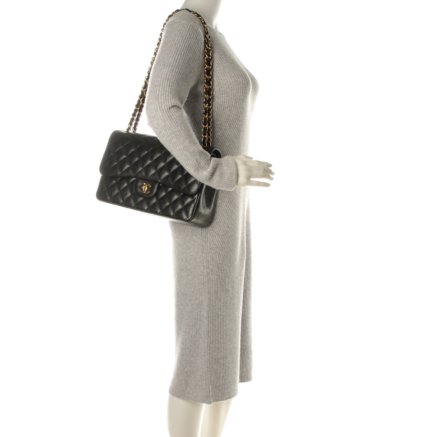 Chanel Caviar Quilted Jumbo Double Flap Black 2 of 8