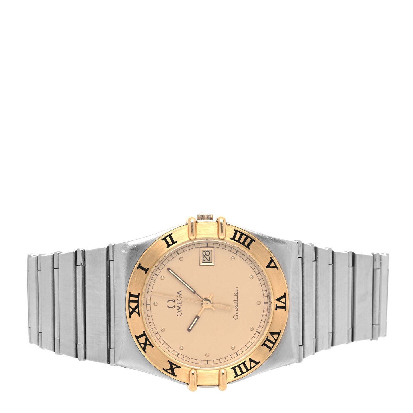 Stainless Steel 18K Yellow Gold 33mm Constellation Quartz Watch Champagne 396.1075