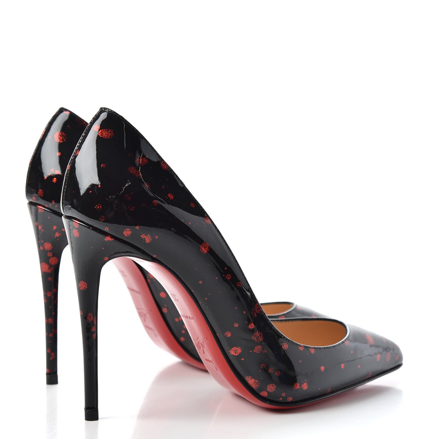 Christian Louboutin Patent Pollock Pigalle Follies 100 Pumps 35 Black Red 4 of 10