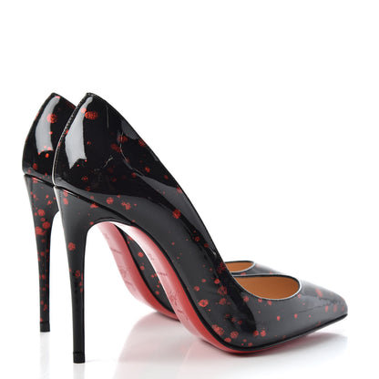 Christian Louboutin Patent Pollock Pigalle Follies 100 Pumps 35 Black Red 4 of 10