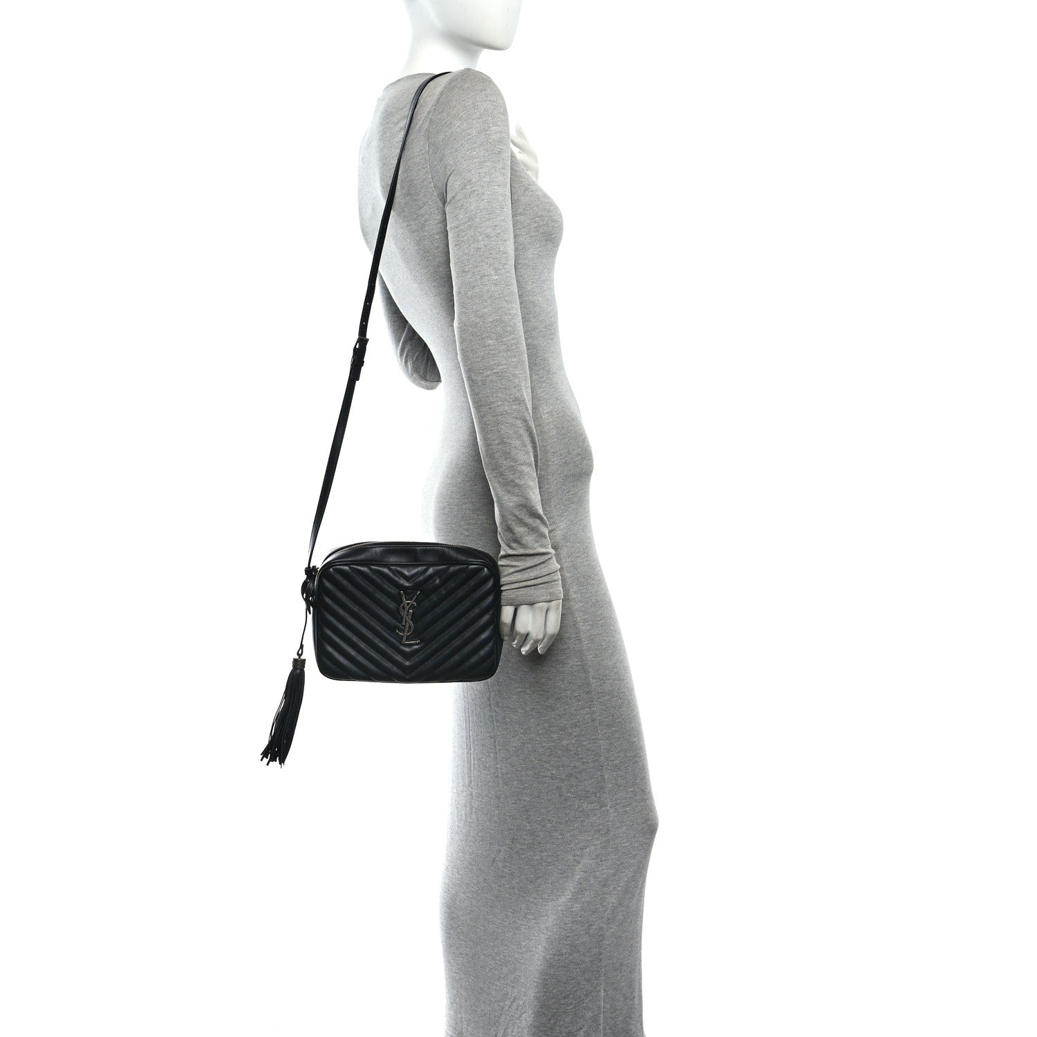 Saint Laurent Calfskin Matelasse Monogram Lou Camera Bag Black 2 of 10