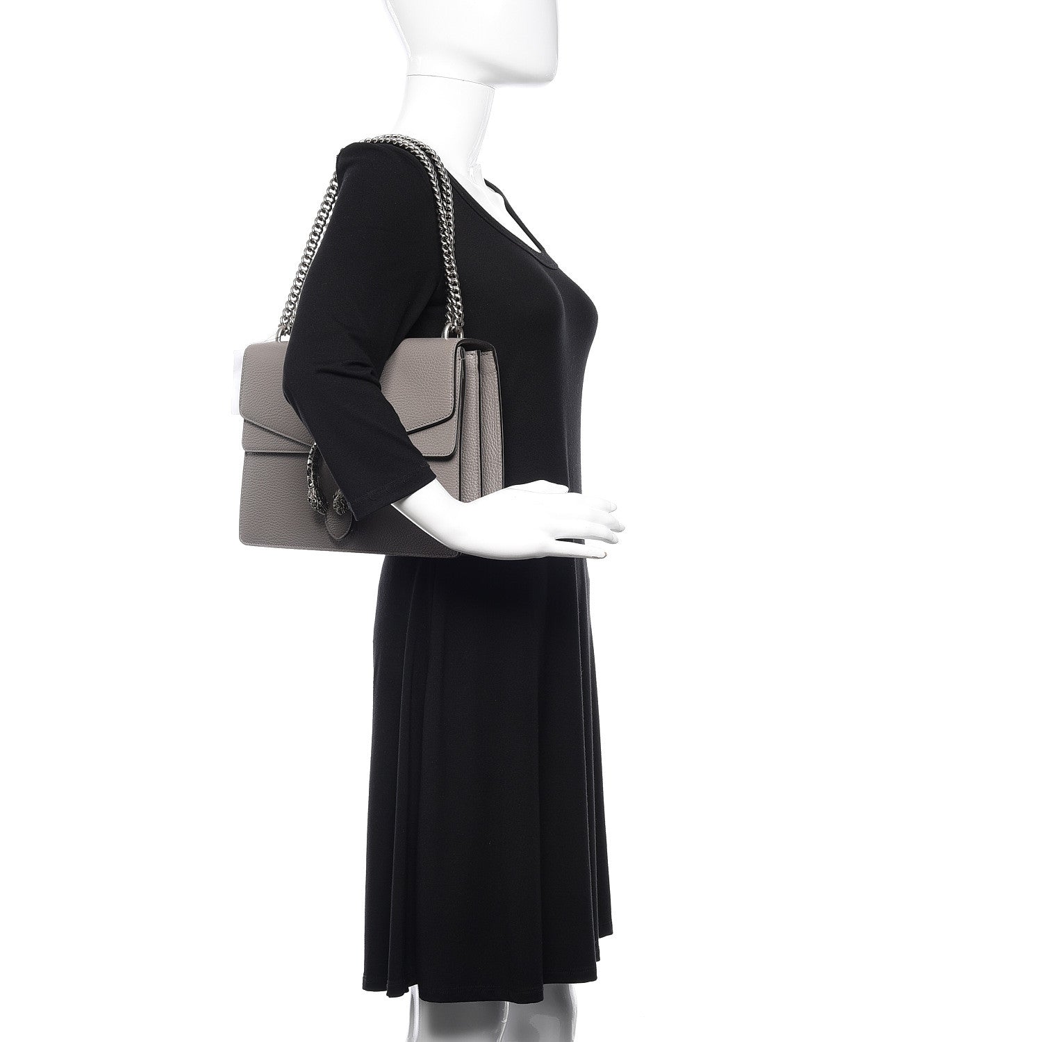 Gucci Dollar Calfskin Crystal Medium Dionysus Shoulder Bag Dusty Grey Black Diamond 2 of 10