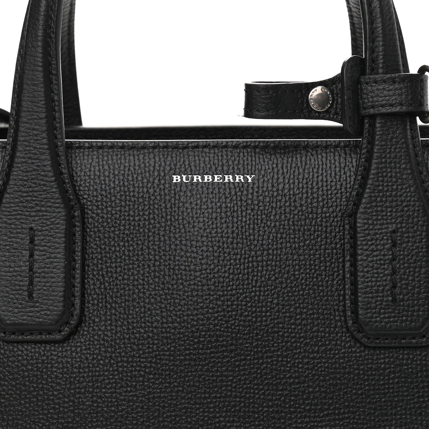 Burberry Derby Calfskin House Check Medium Banner Tote Black 9 of 12