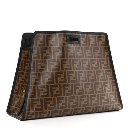 Fendi Glazed Fabric Vitello Century FF 1974 Stamp Patch Mini Peekaboo Defender Cover Mogano Panna Black 3 of 10