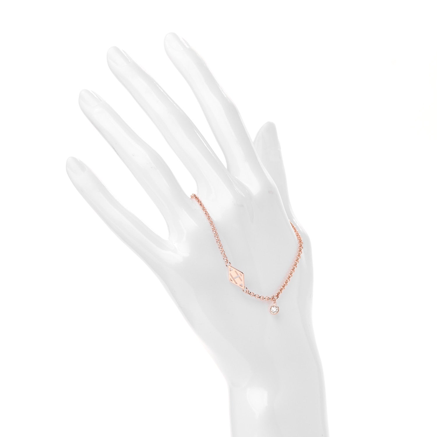 Hermes 18K Rose Gold Diamond Gambade Bracelet ST 2 of 6