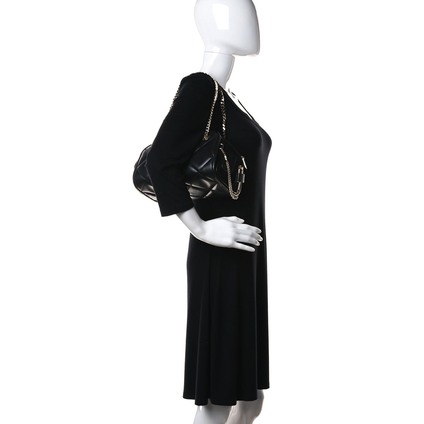 Lambskin Suede Quilted Small Double Cube Bag Black