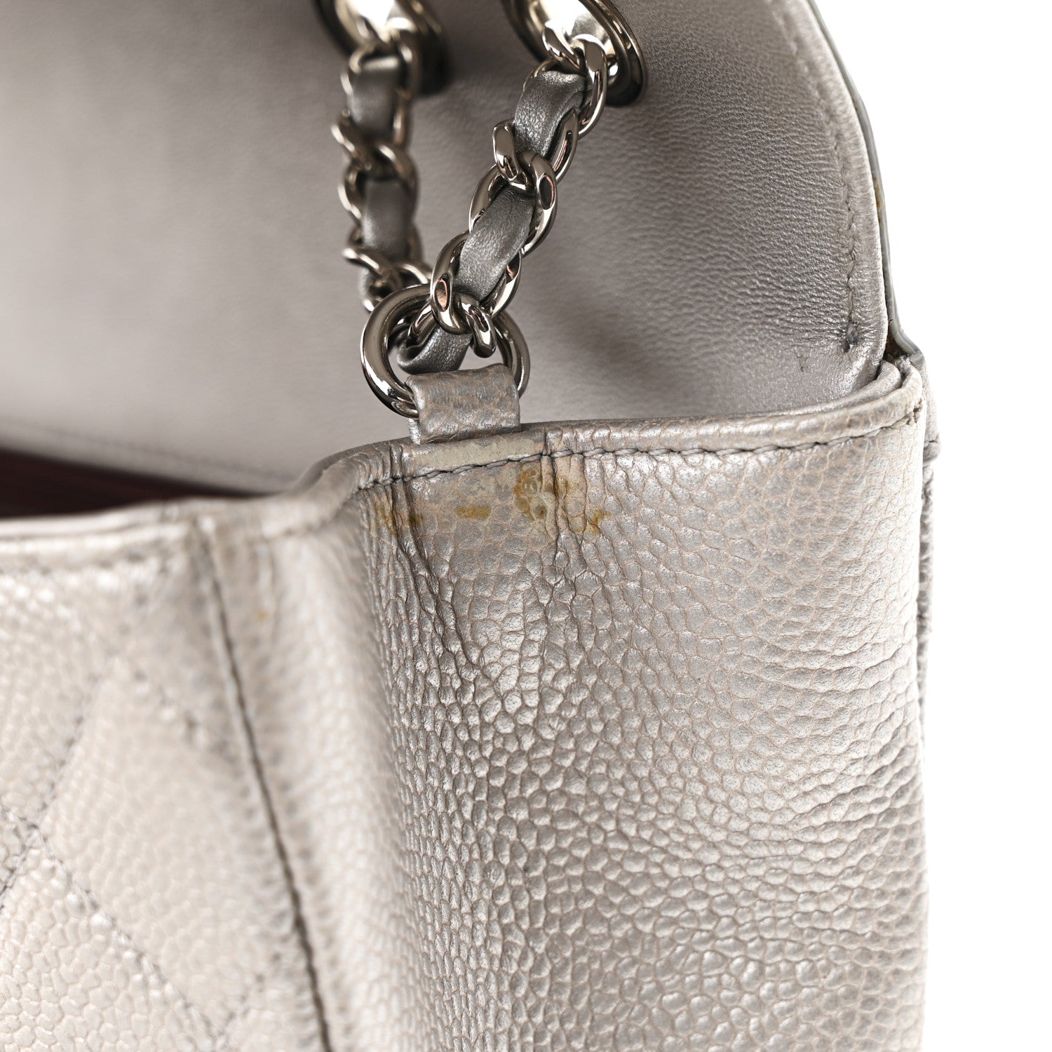 Chanel Metallic Caviar Quilted Small CC Filigree Flap Silver 11 of 12