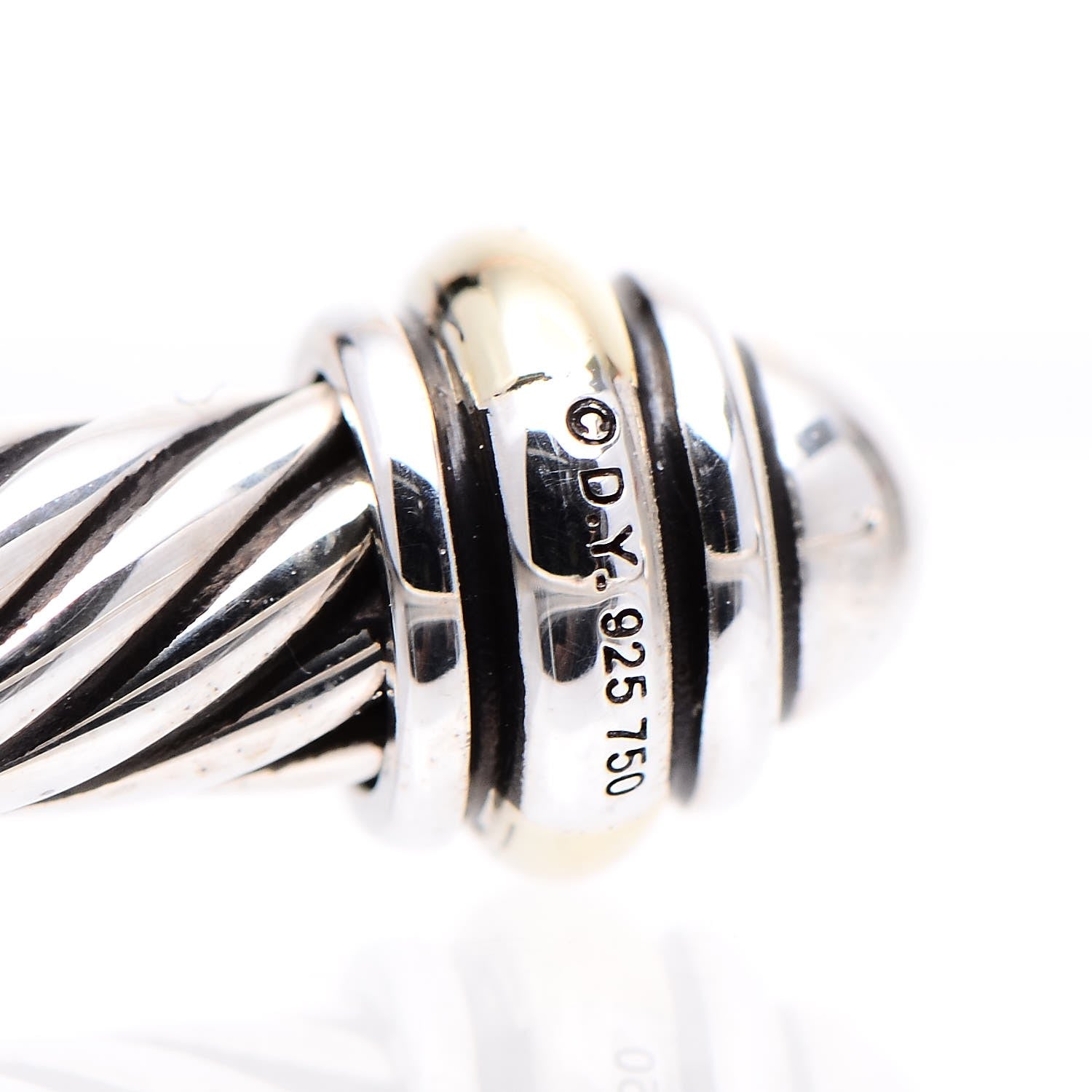 David Yurman Sterling Silver 18K Yellow Gold 4mm Cable Classics Bracelet 4 of 5