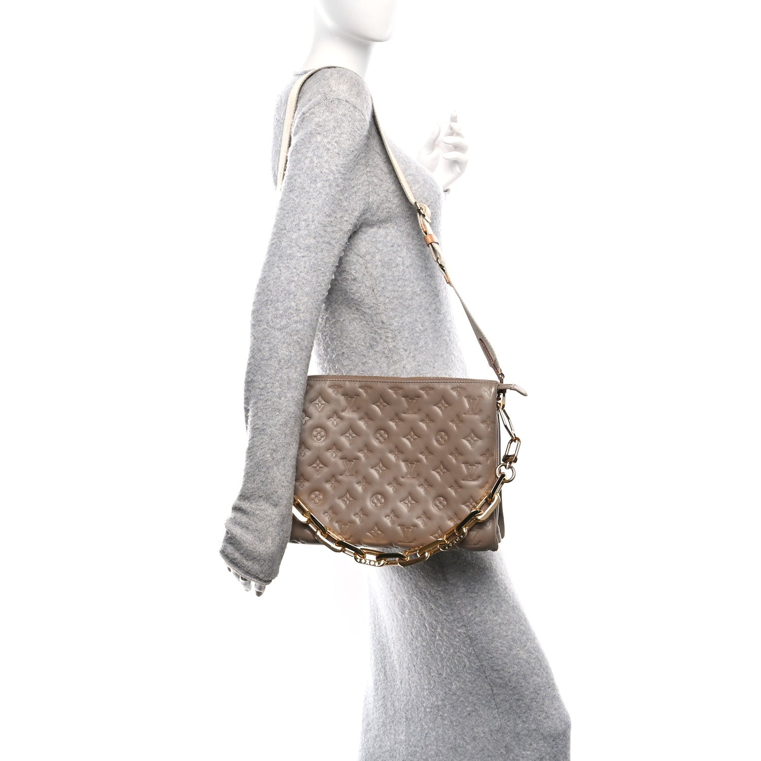 Louis Vuitton Lambskin Embossed Monogram Coussin MM 2 of 11