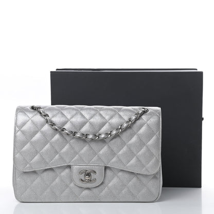 Chanel Metallic Caviar Quilted Jumbo Double Flap Silver 13 of 13
