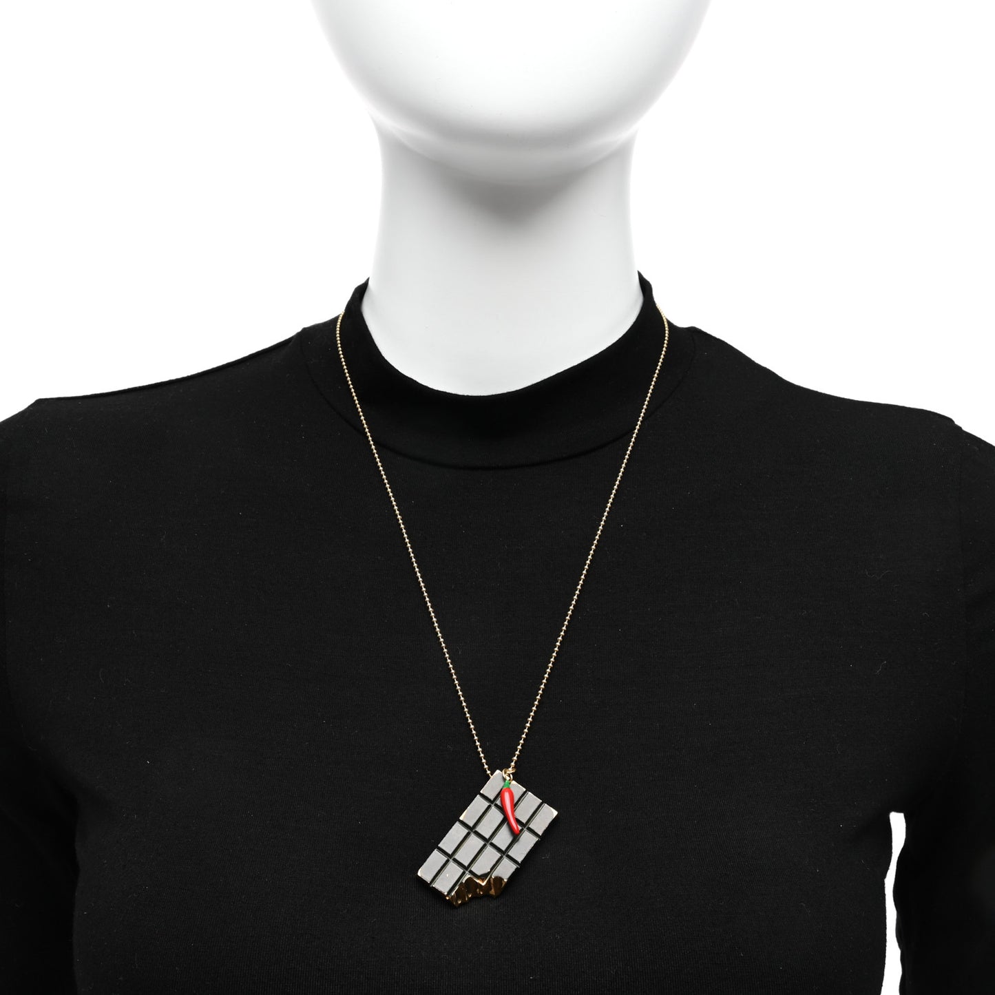 18K Yellow Gold Enamel Chocolate Bar Necklace Multicolor