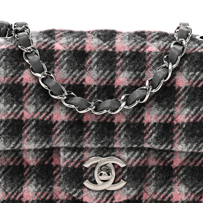 Chanel Wool Plaid Quilted Mini Rectangular Flap Pink Grey Multicolor 8 of 10