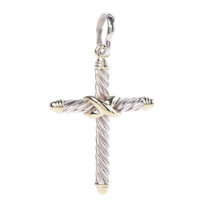 David Yurman Sterling Silver 14K Yellow Gold Cross Pendant 1 of 4