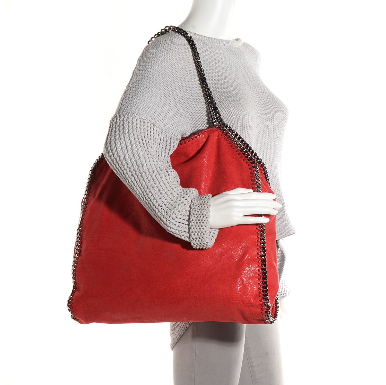 Stella McCartney Faux Leather Shaggy Deer Falabella Small Tote Cherry 2 of 11