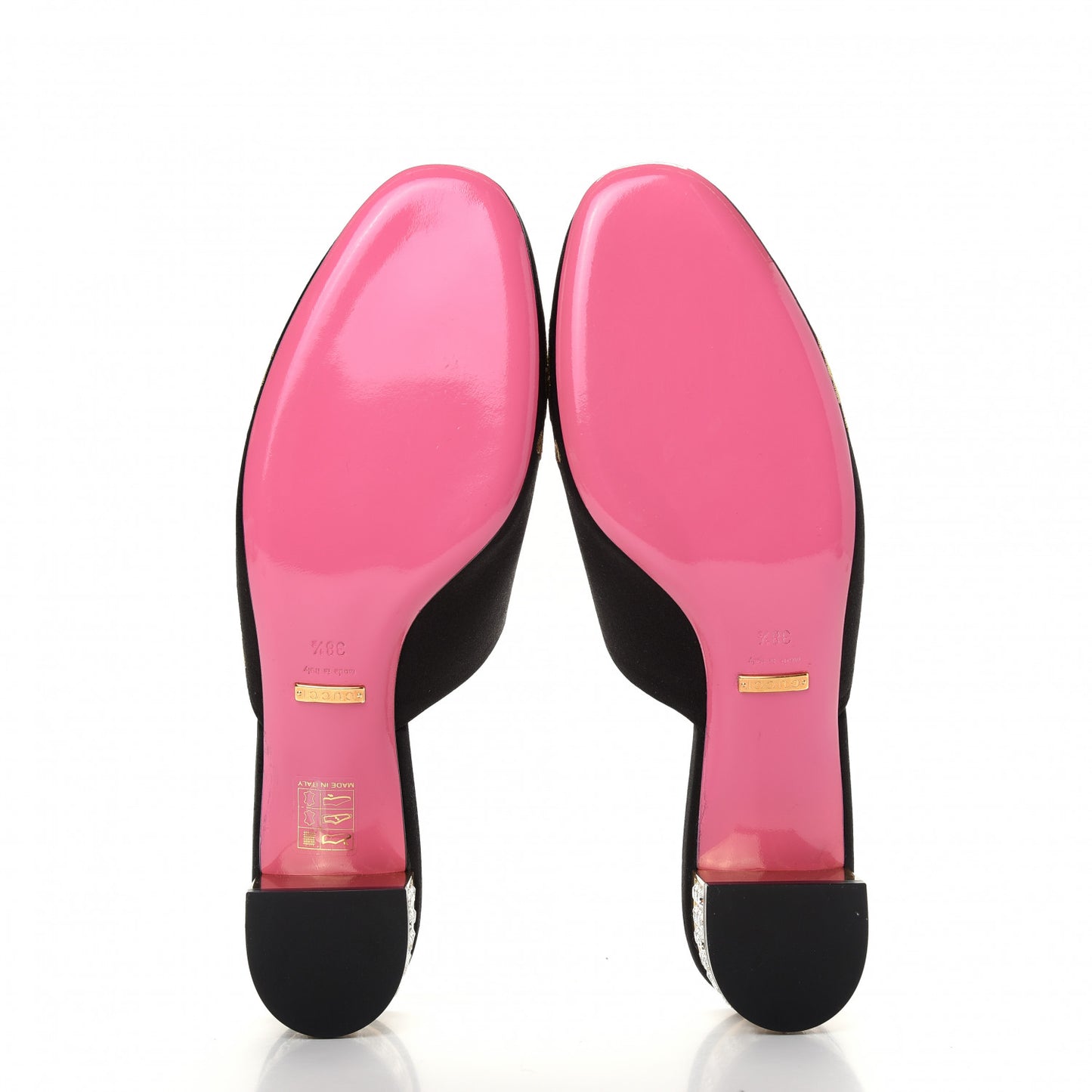 Satin Dragon Embroidered Candy Mules 38.5 Black