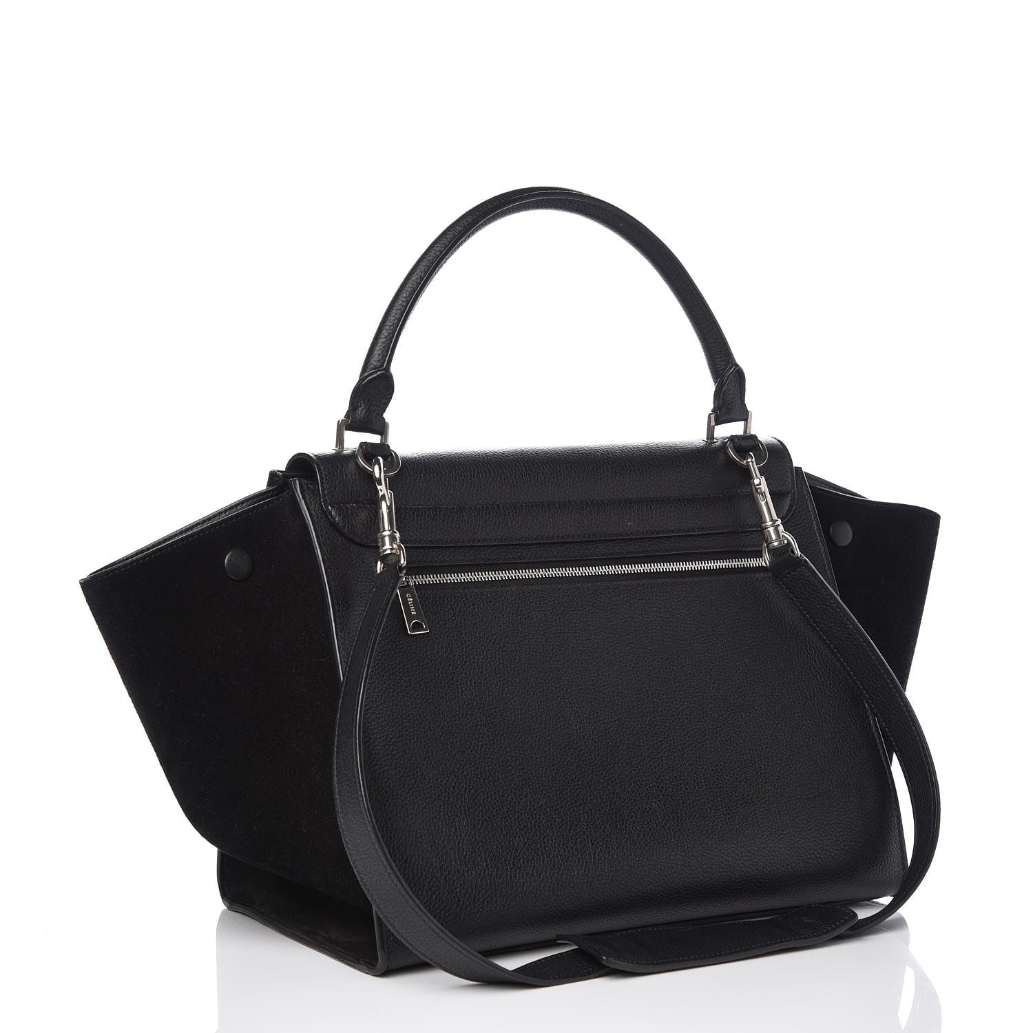 Celine Drummed Calfskin Suede Medium Trapeze Black 4 of 9