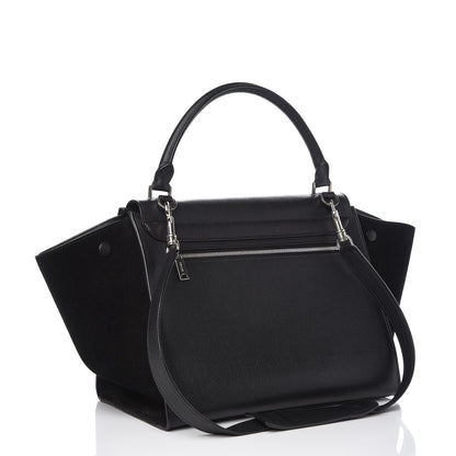 Celine Drummed Calfskin Suede Medium Trapeze Black 4 of 9