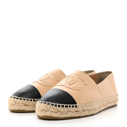 Chanel Lambskin CC Espadrilles 37 Beige Black 3 of 9