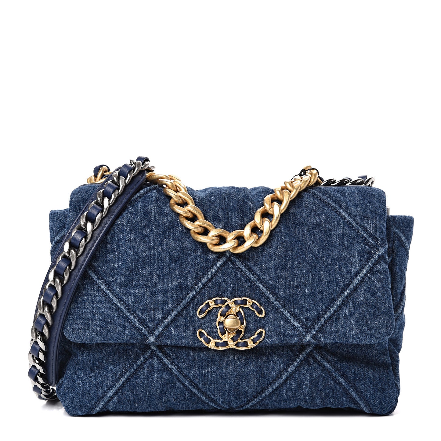 Denim Quilted Medium 19 Flap Blue