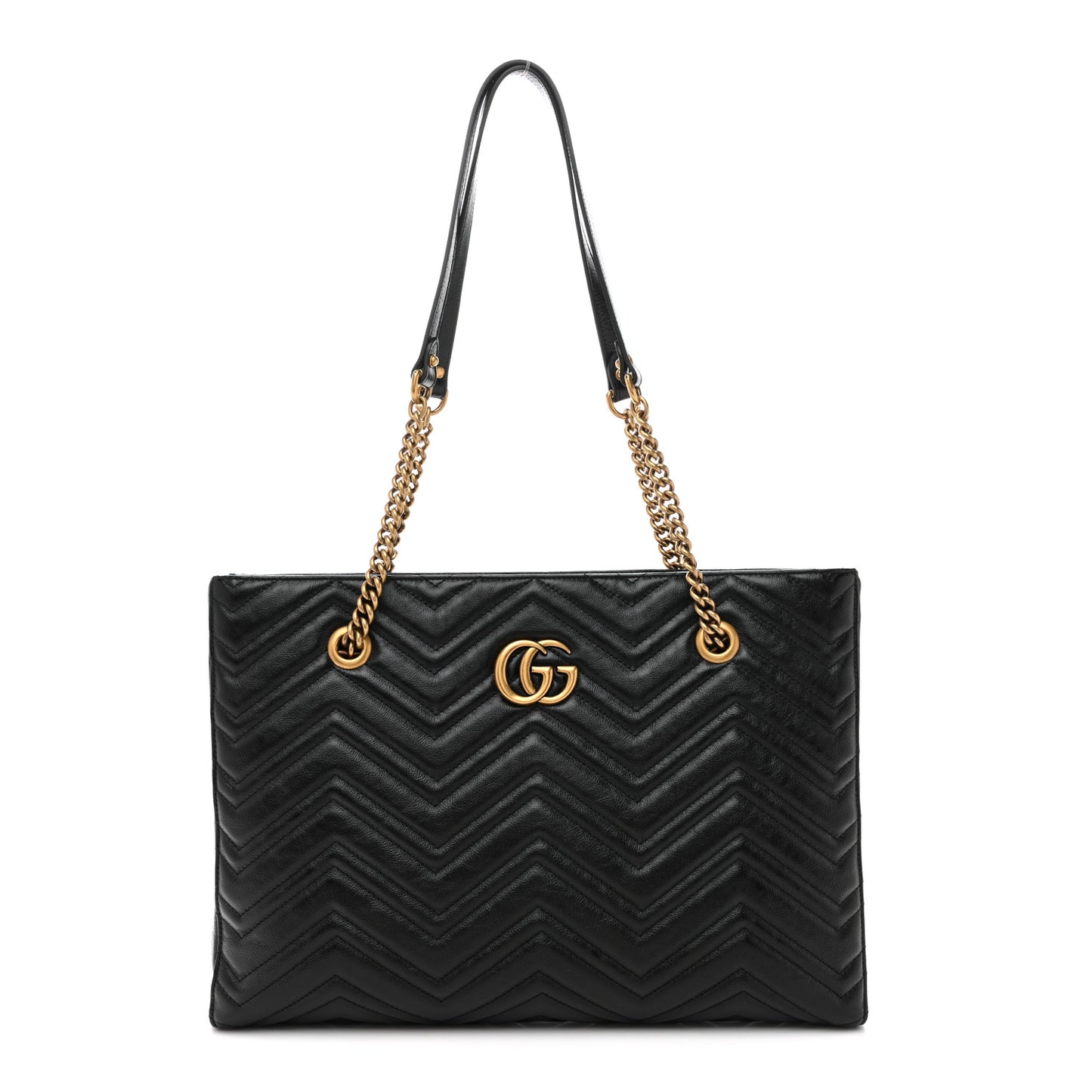 Vintage Calfskin Matelasse Medium GG Marmont Slim Tote Black Black