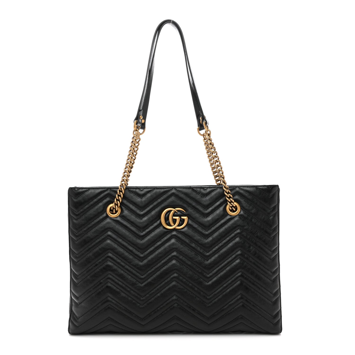 Gucci Vintage Calfskin Matelasse Medium GG Marmont Slim Tote Black Black 1 of 11