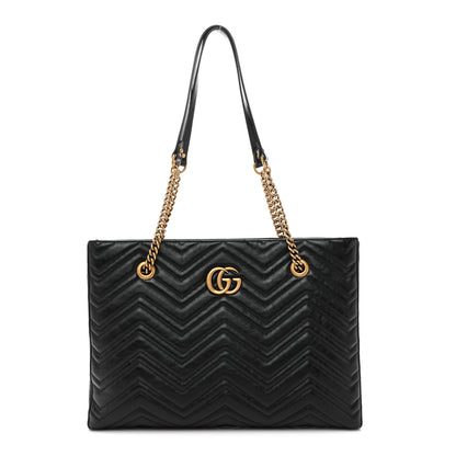 Gucci Vintage Calfskin Matelasse Medium GG Marmont Slim Tote Black Black 1 of 11