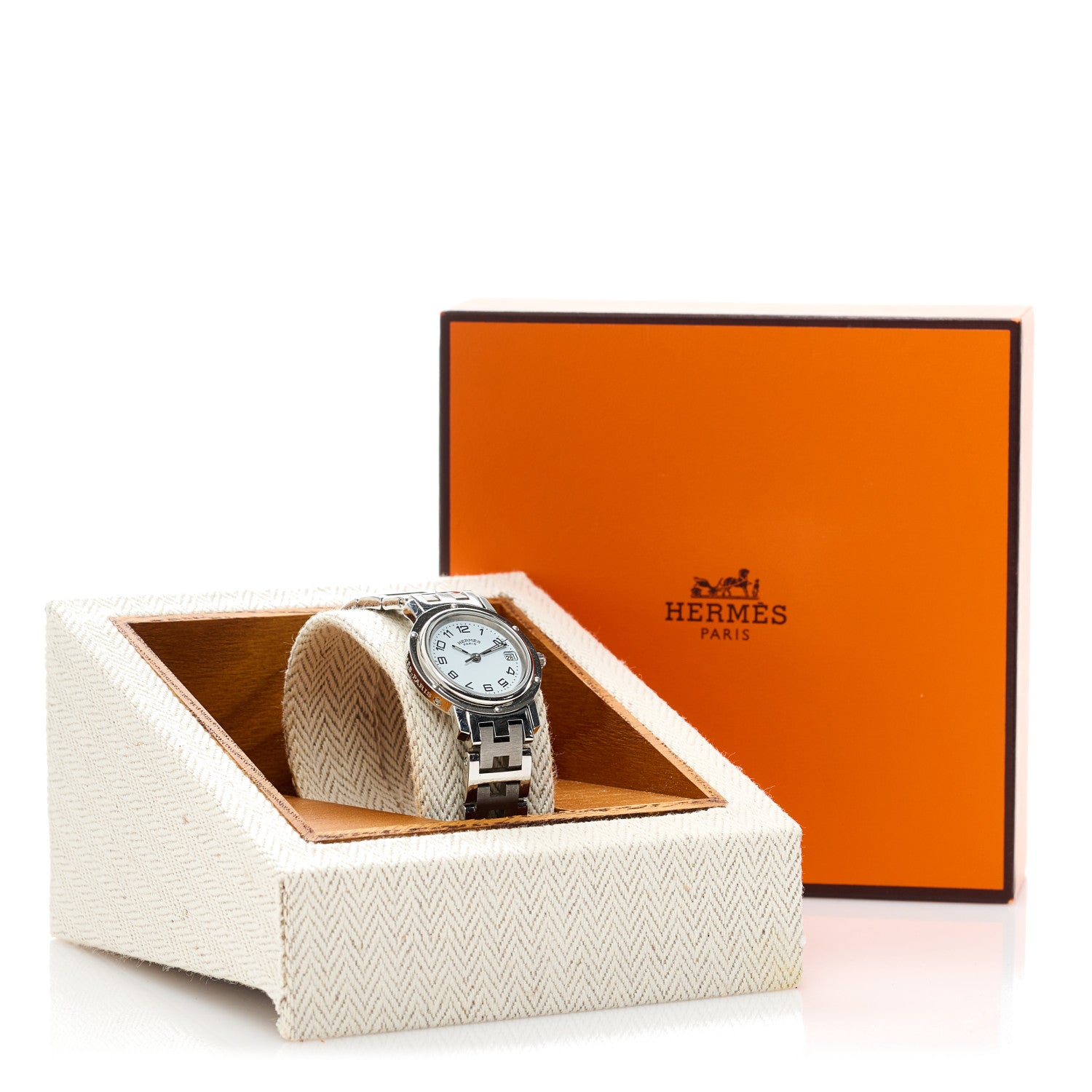 Hermes Stainless Steel 24mm Clipper Quartz Watch White 5 of 5