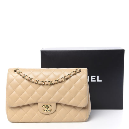 Chanel Lambskin Quilted Jumbo Double Flap Beige 18 of 18