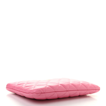 Chanel Lambskin Quilted Zipped Pouch Pink Yellow 4 of 9