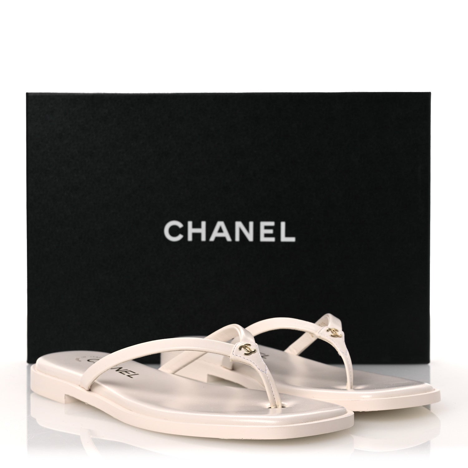 Chanel Goatskin CC Times Square Thong Sandals 37 Beige 11 of 11