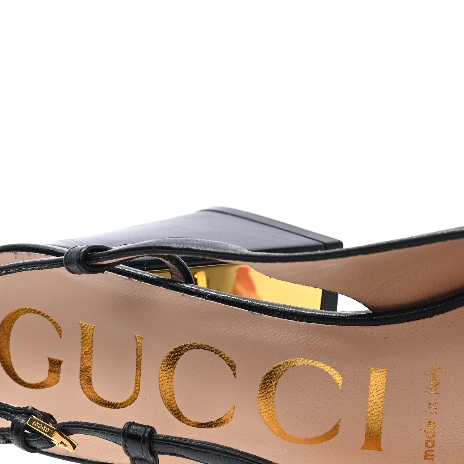 Gucci Malaga Kid Horsebit 75mm Slingback Pumps 37 Black 7 of 8