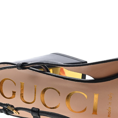 Gucci Malaga Kid Horsebit 75mm Slingback Pumps 37 Black 7 of 8