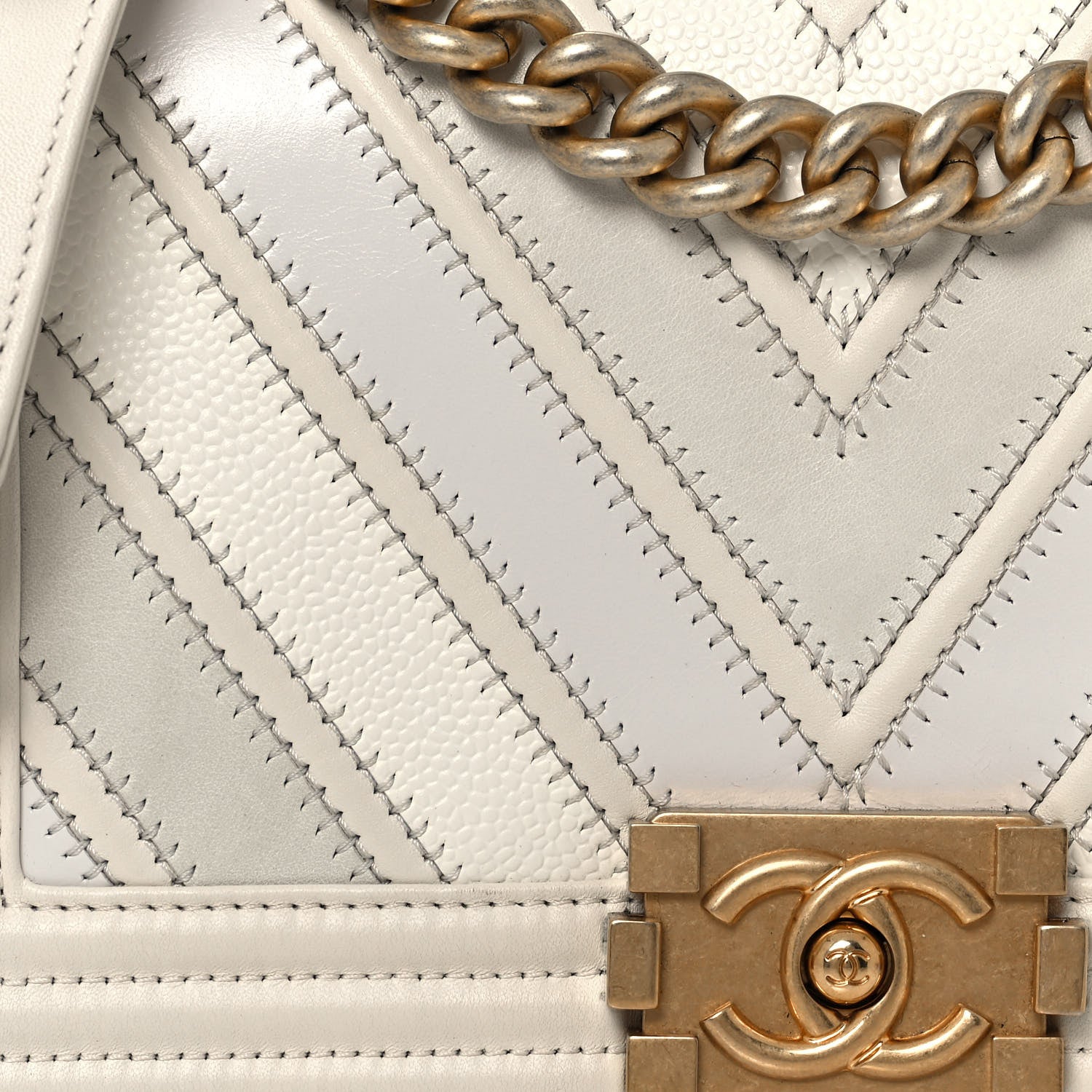 Chanel Caviar Suede Calfskin Chevron Medium Boy Flap White 8 of 16