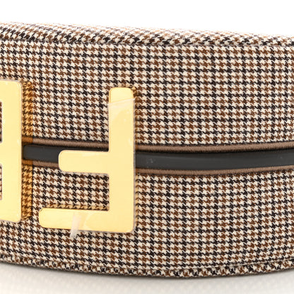 Fendi Wool Vitello Grace Small Houndstooth Small Fendigraphy Hobo Bag Beige Ebano 10 of 13